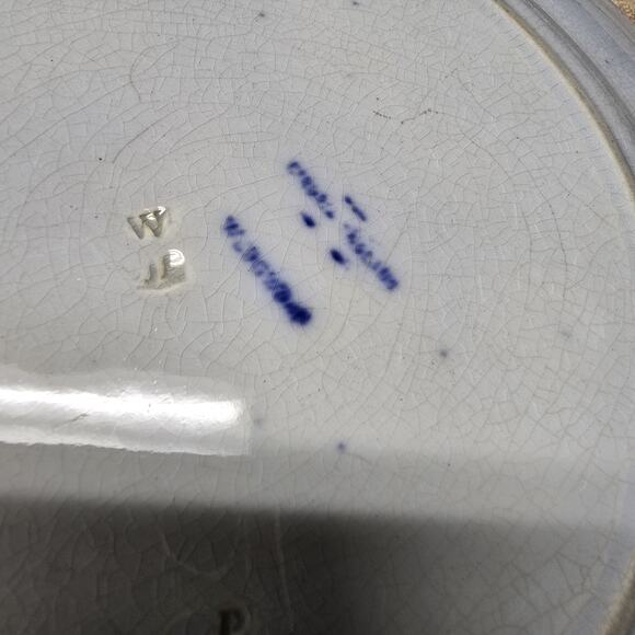 Wedgewood Flow Blue Turkey Plate 8.75" Antique Deep Blue Transferware England - Picture 9 of 12